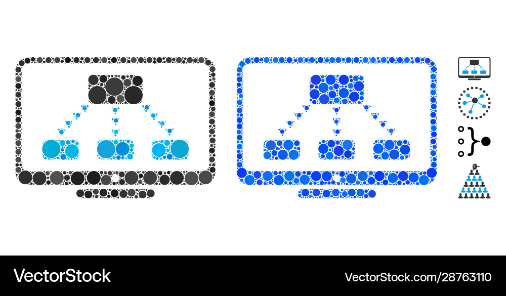 Hierarchy monitoring mosaic icon circle dots Hierarchy monitoring mosaic icon circle dots Vector Image