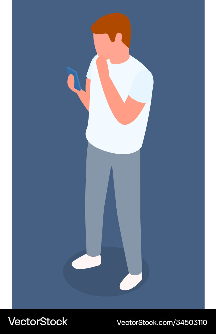Man Using Smartphone - Isometric vector image