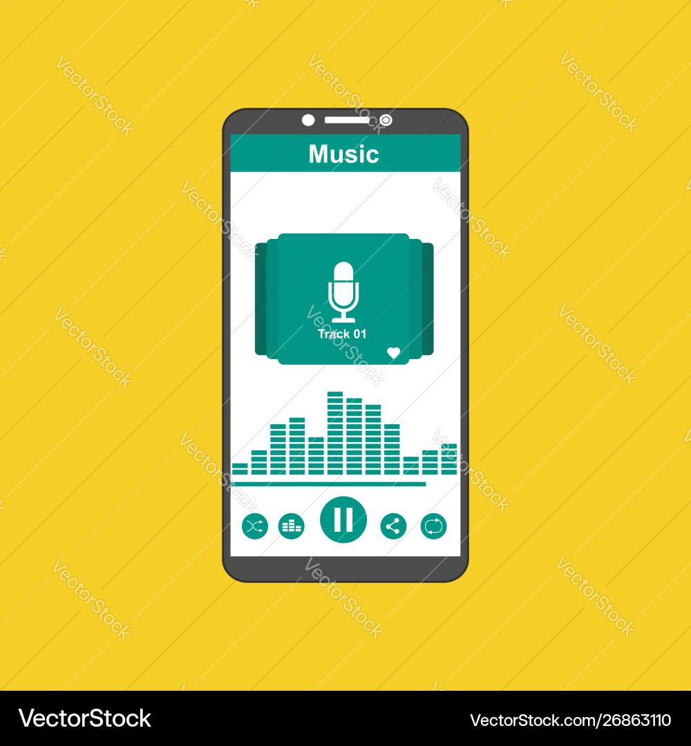 Media player application app template with flat Media player application app template with flat vector image