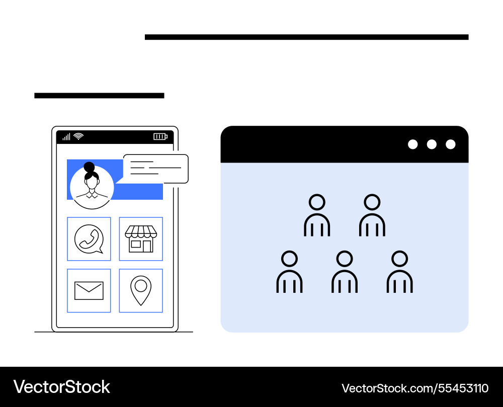 Mobile app interface and user group management Mobile app interface and user group management vector image