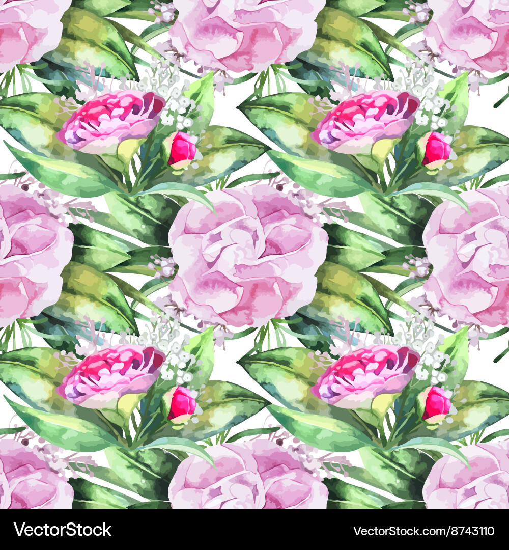 Pink Camellia Seamless Floral Pattern Vector Image