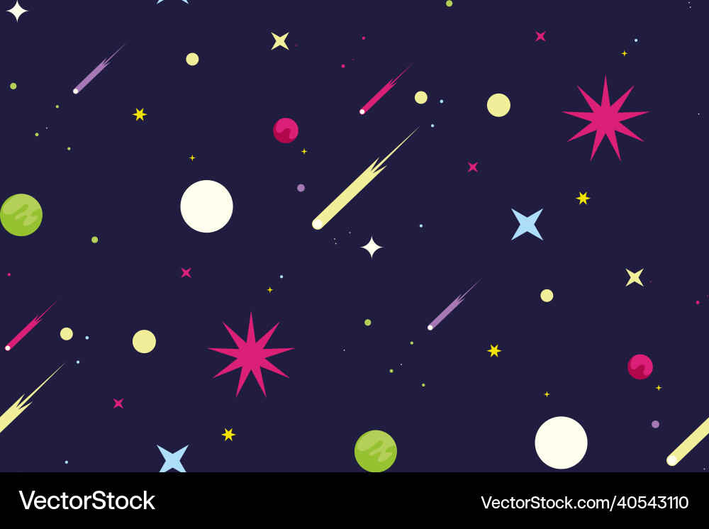 Seamless pattern with stars and comets vector image