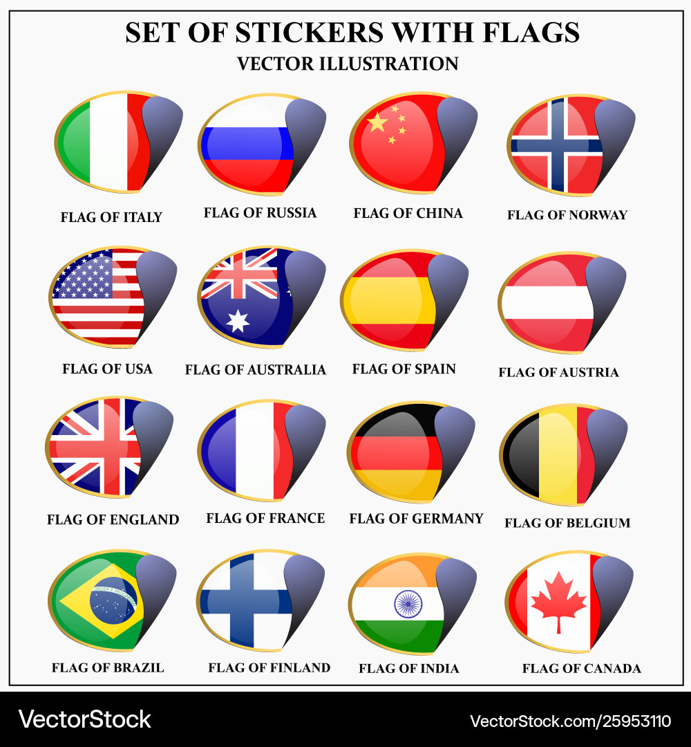 Set stickers with flags Set stickers with flags vector image