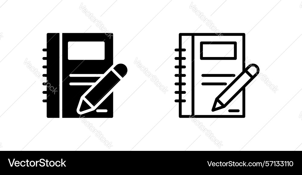 Simple notebook icon set for notes journal Vector Image