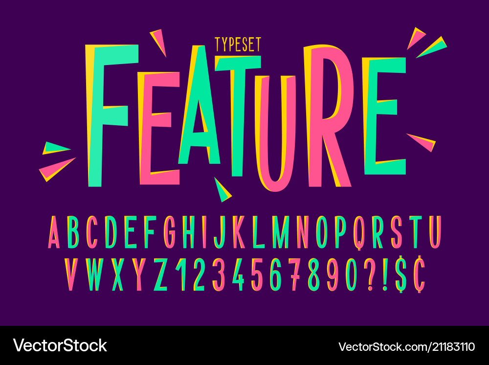 Trendy comical condensed font design colorful Trendy comical condensed font design colorful vector image