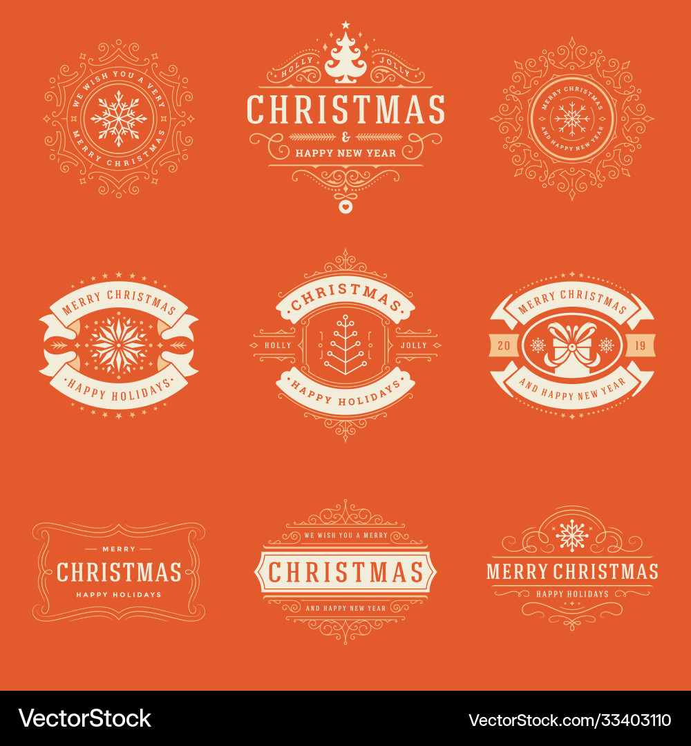 Weihnachtsetiketten und Abzeichen Designelemente Weihnachtsetiketten und Abzeichen Designelemente vektorbild