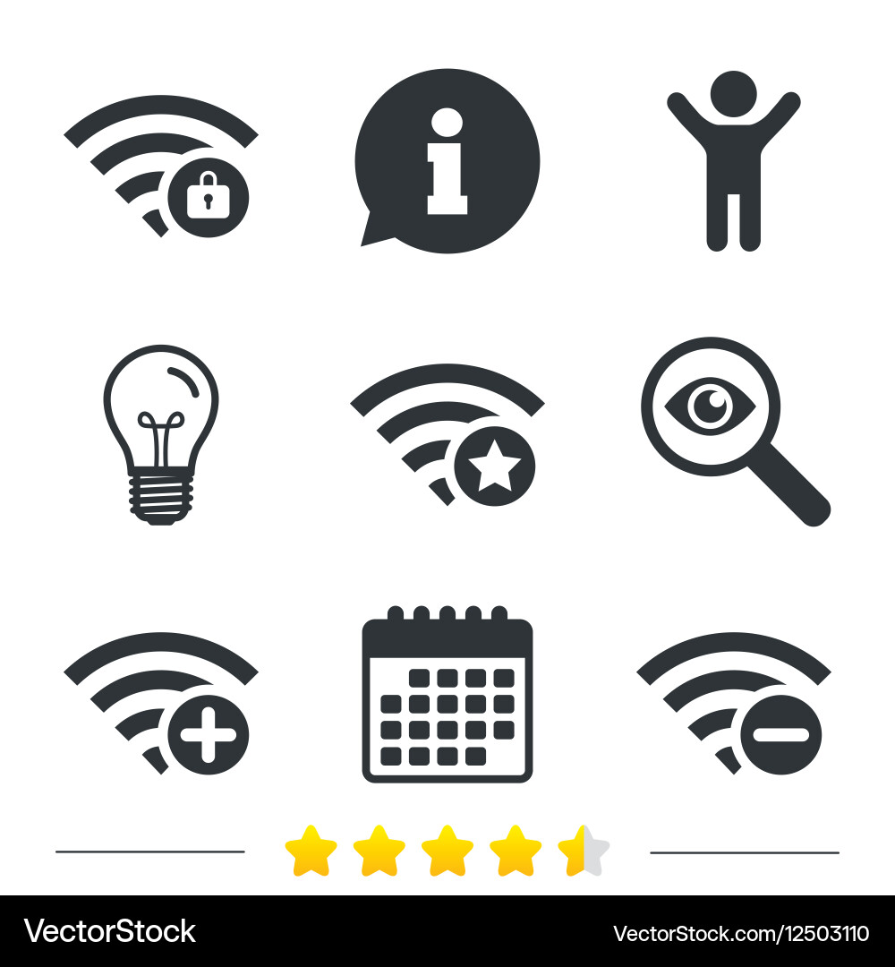 Wifi wireless network icons wi-fi add remove Vector Image