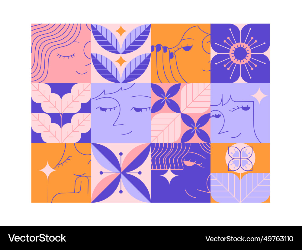 Women flowers romantic mood pattern Royalty Free Vector