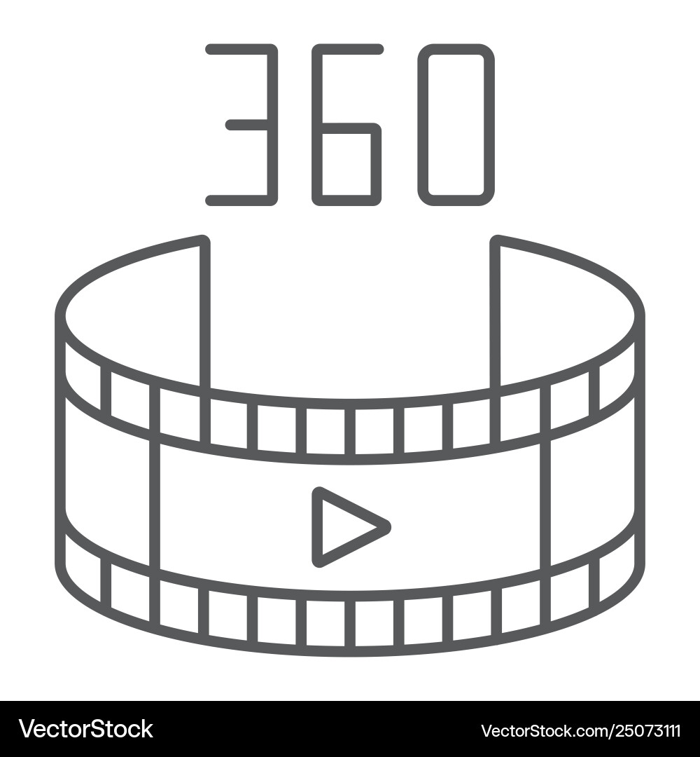 360 video thin line icon rotation and view 360 video thin line icon rotation and view Vector Image