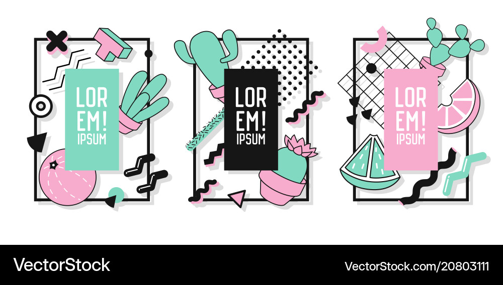 Abstract Geometric Frames with Cactuses vector image