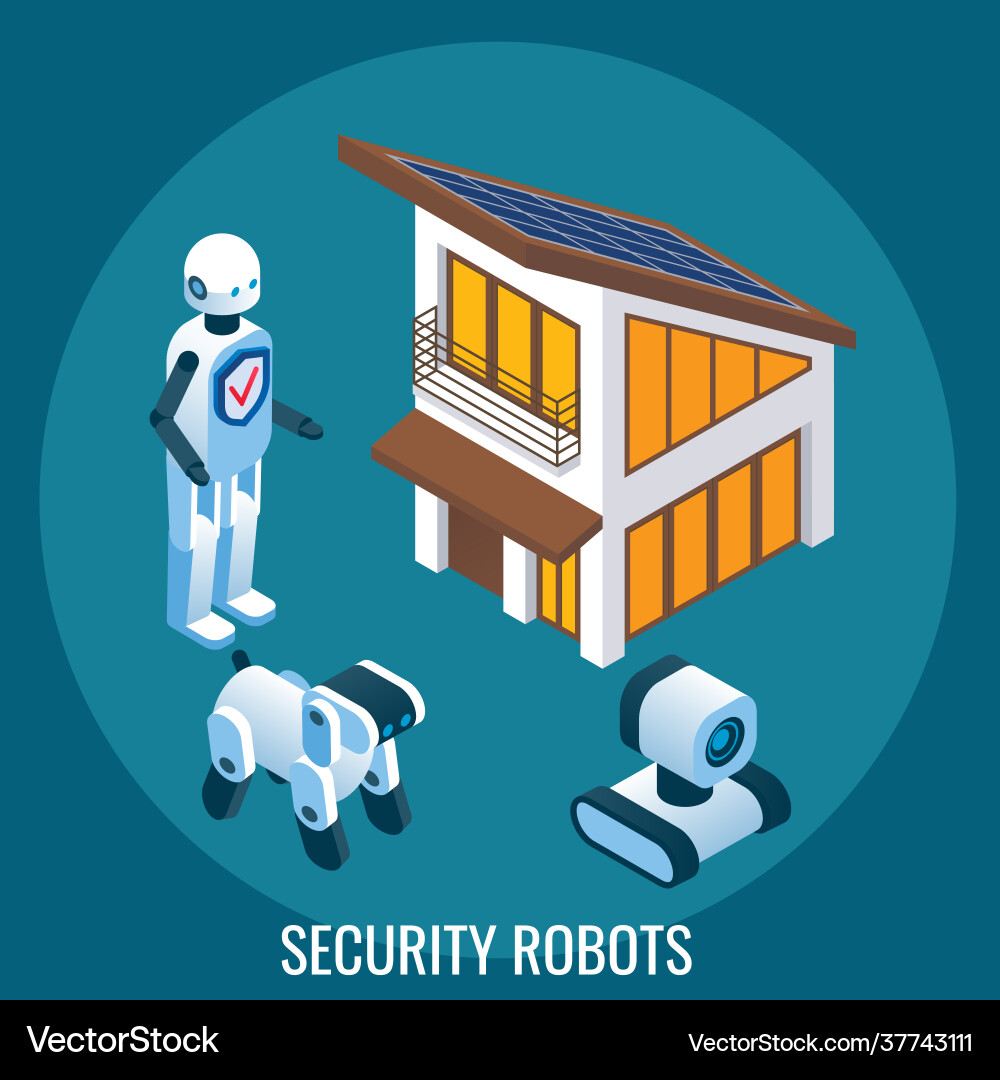 Automated security and surveillance robots Vector Image