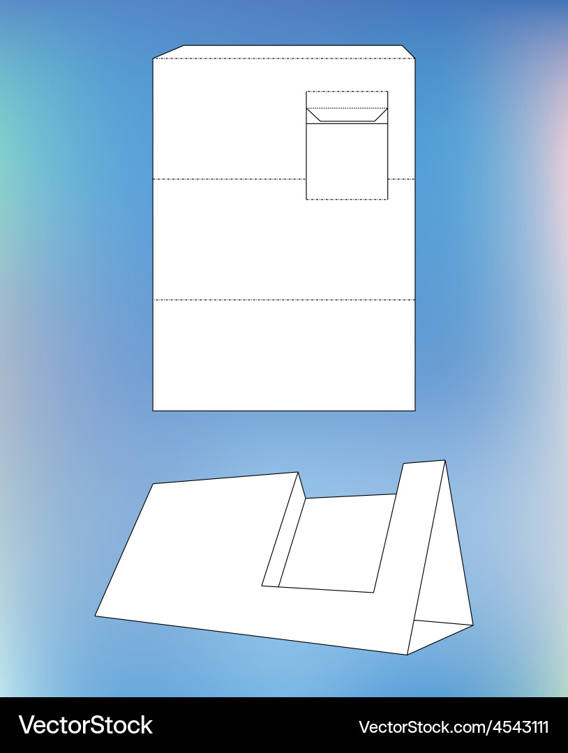 Business card display box with blueprint vector image