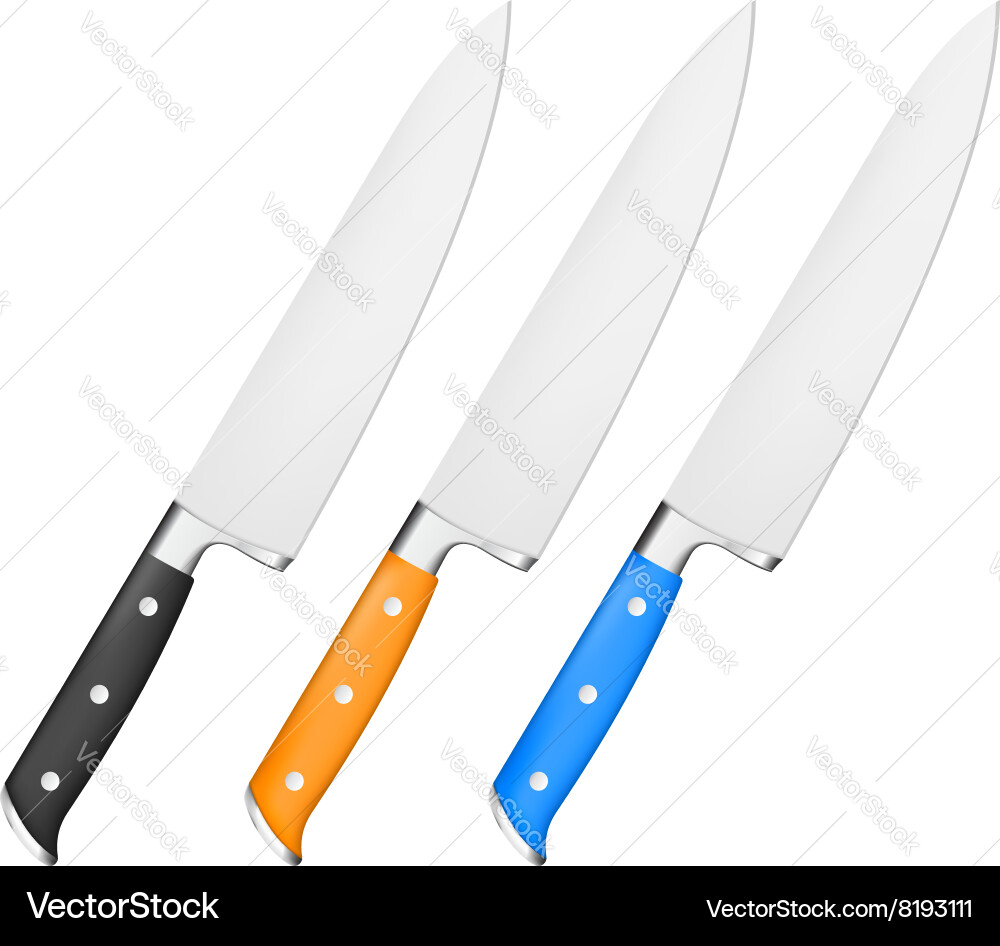 Chef knife with handle in different color vector image