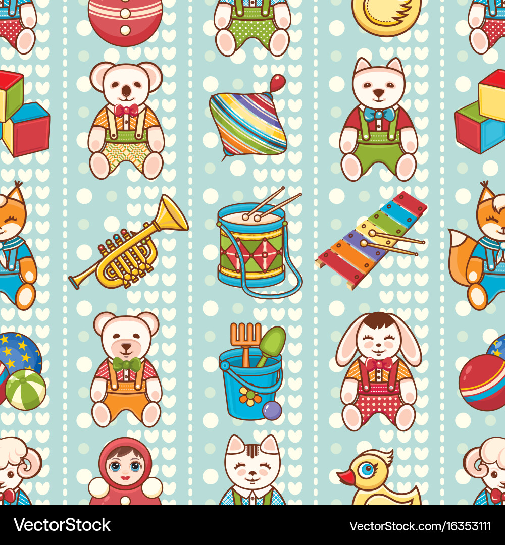 Child toy seamless pattern design element vector image