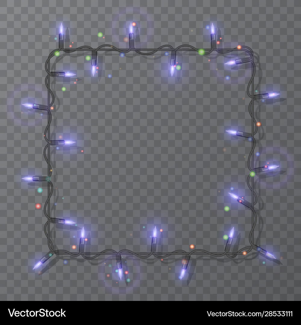 Christmas lights border light string frame Christmas lights border light string frame vector image