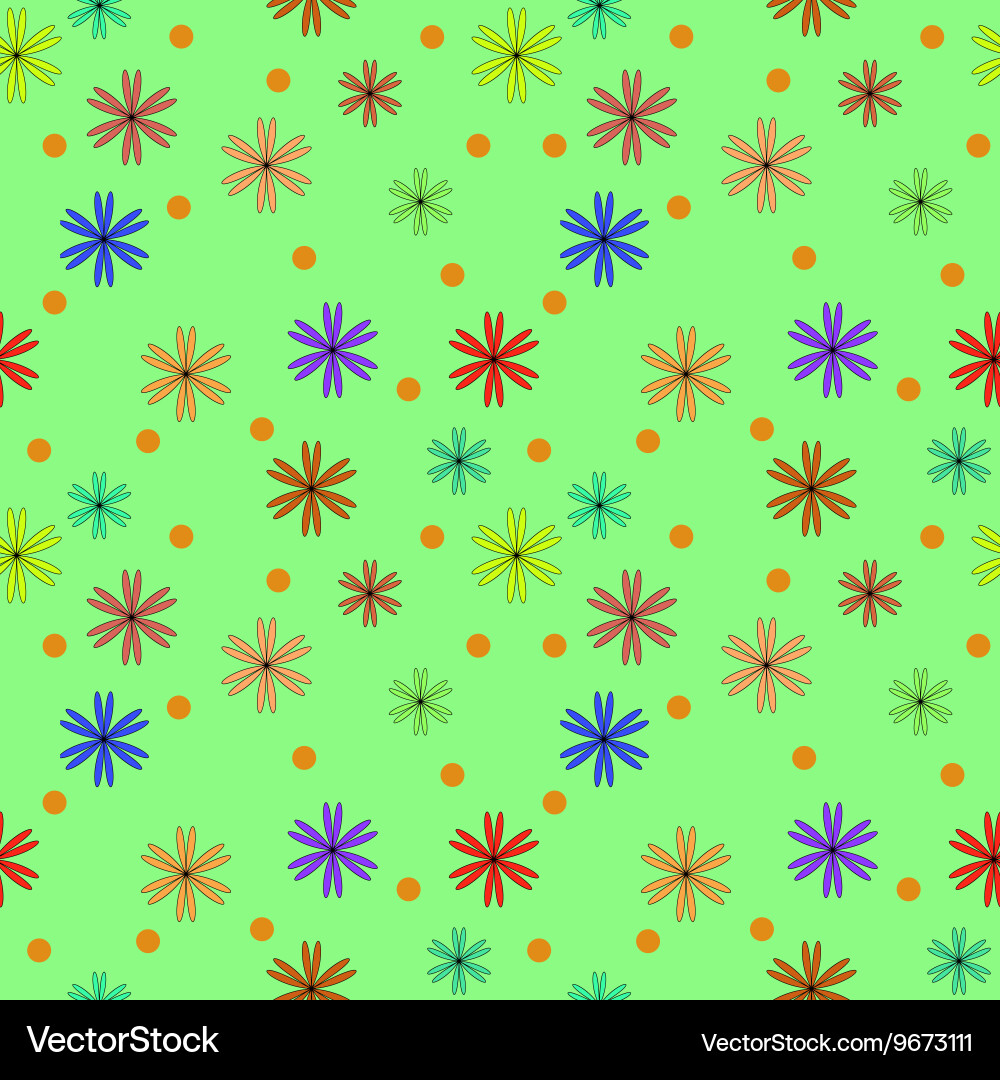 Circle and flower color seamless pattern vector image