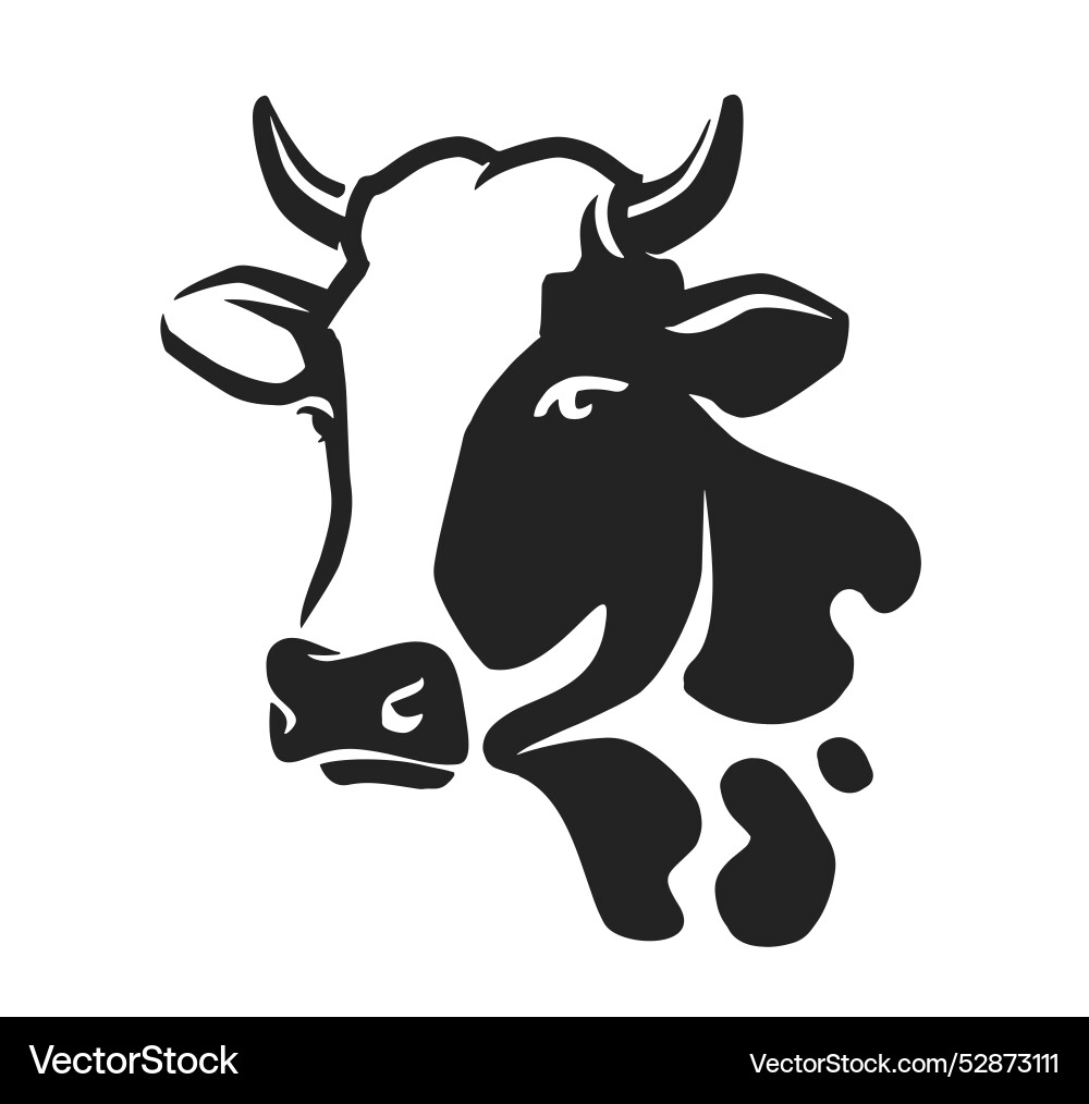 Dairy Cow Head Logo - Farm Emblem Vector Image