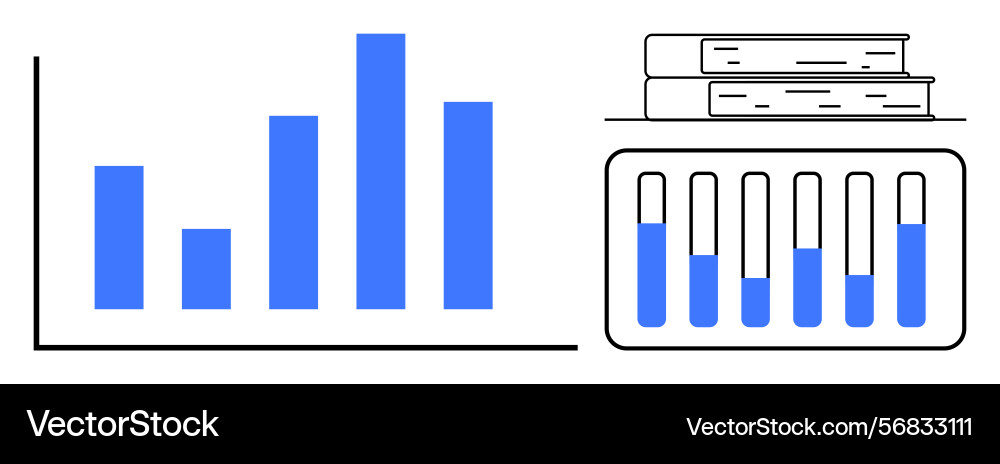 Data analysis with bar graph test tubes Data analysis with bar graph test tubes vector image
