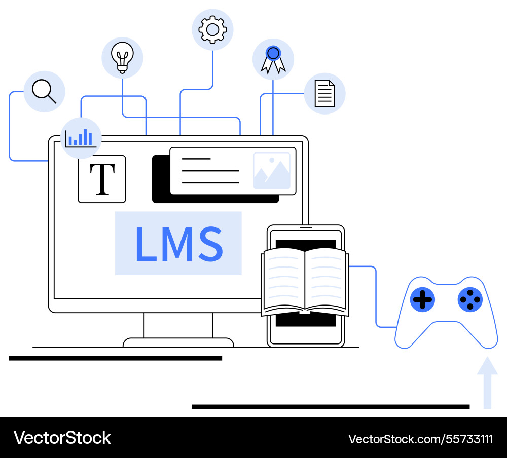 Digital learning management system with online Vector Image