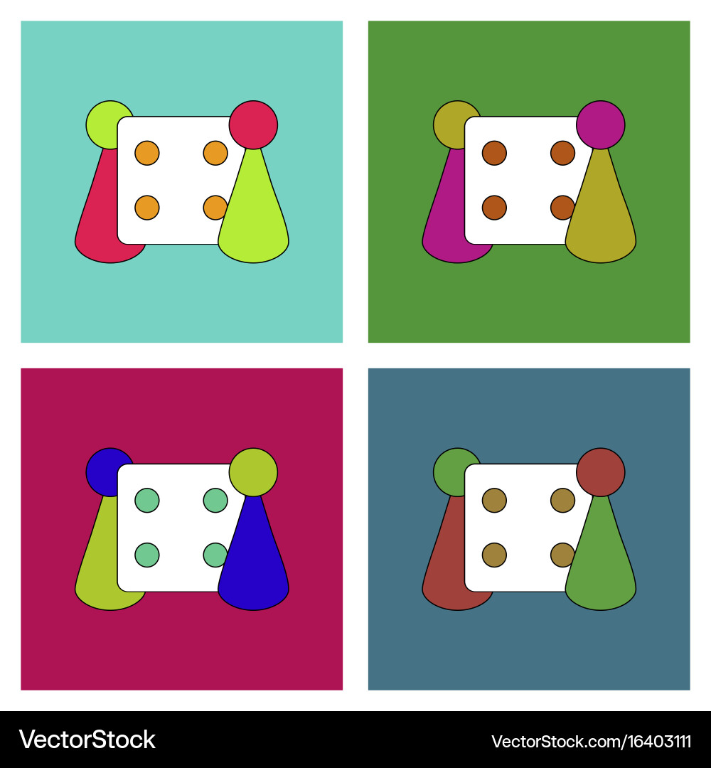 Flat icon design collection board game and dice Vector Image