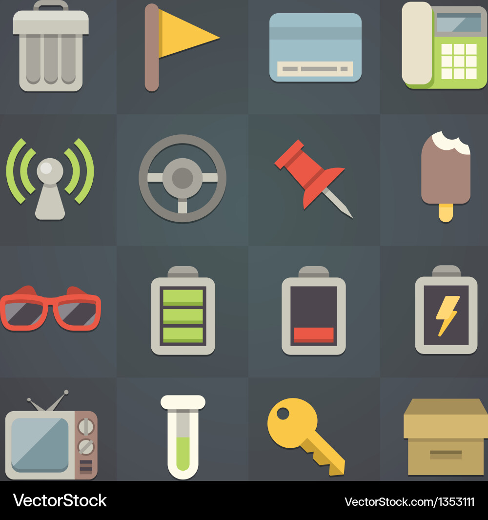 Flat Icon Set - Application Symbols vector image