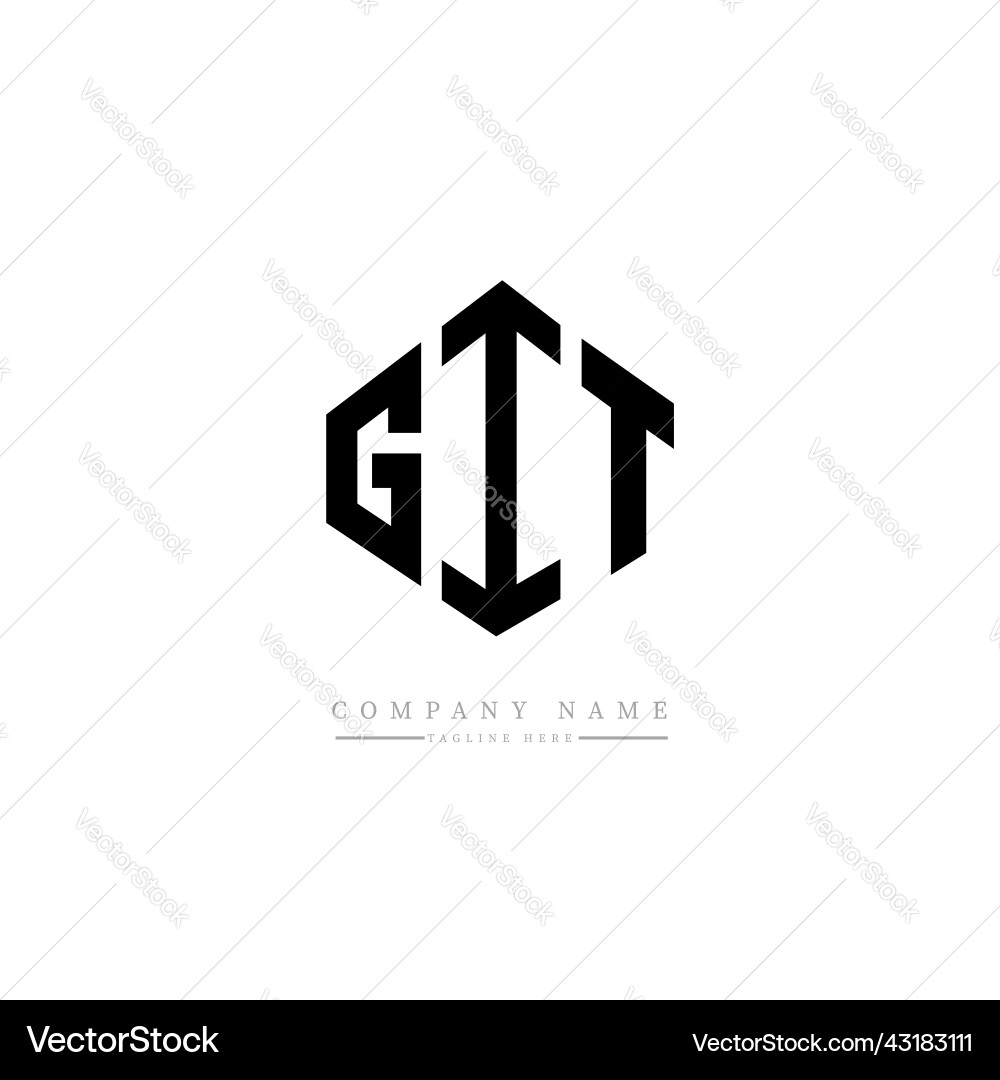 Git letter logo design with polygon shape vector image