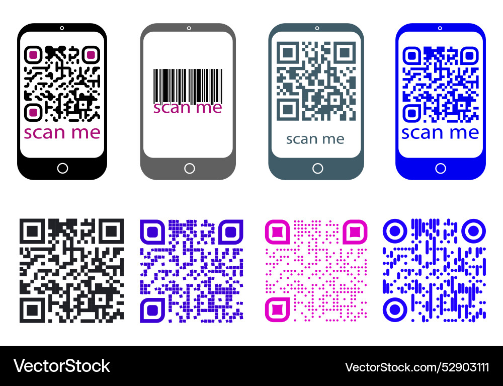 Image displaying various barcode and qr code Vector Image