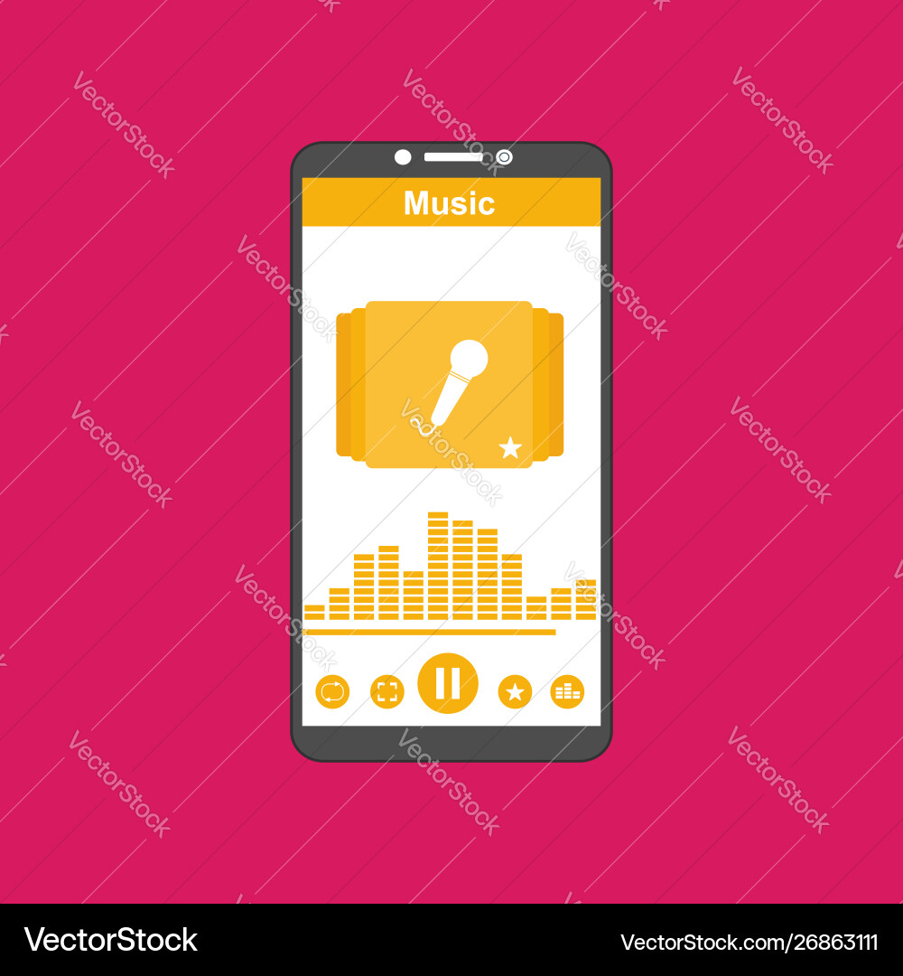 Media player application app template with flat Media player application app template with flat vector image