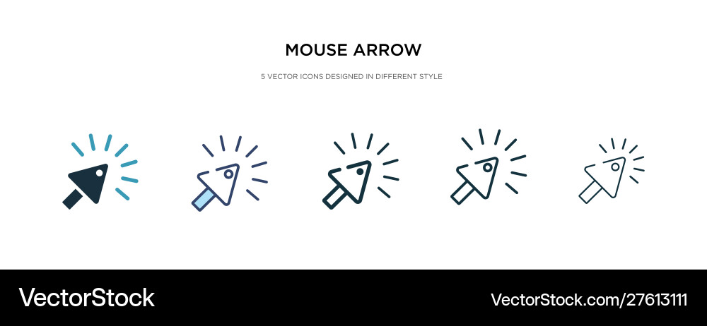 Mouse arrow icon in different style two colored vector image