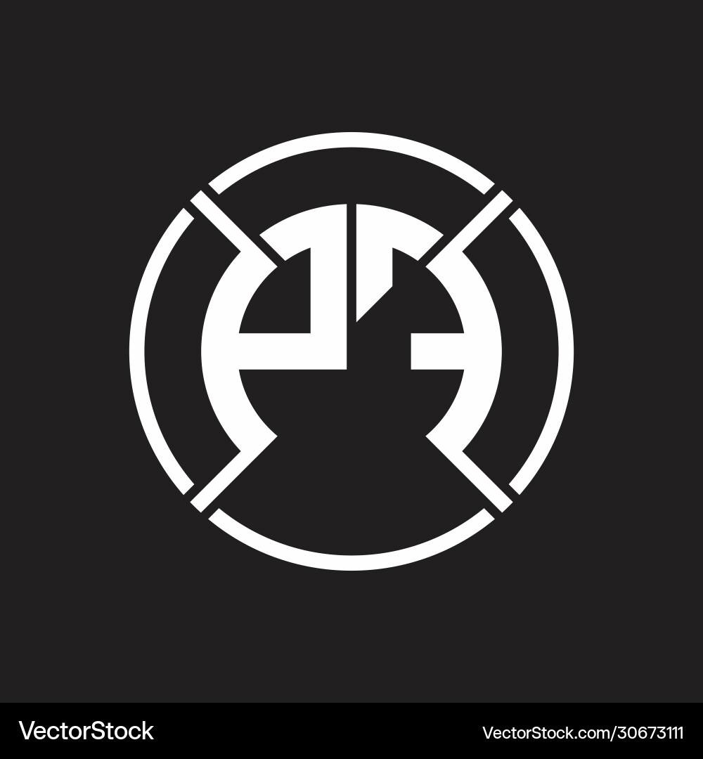 Pf logo monogram with four part circle slash Pf logo monogram with four part circle slash vector image