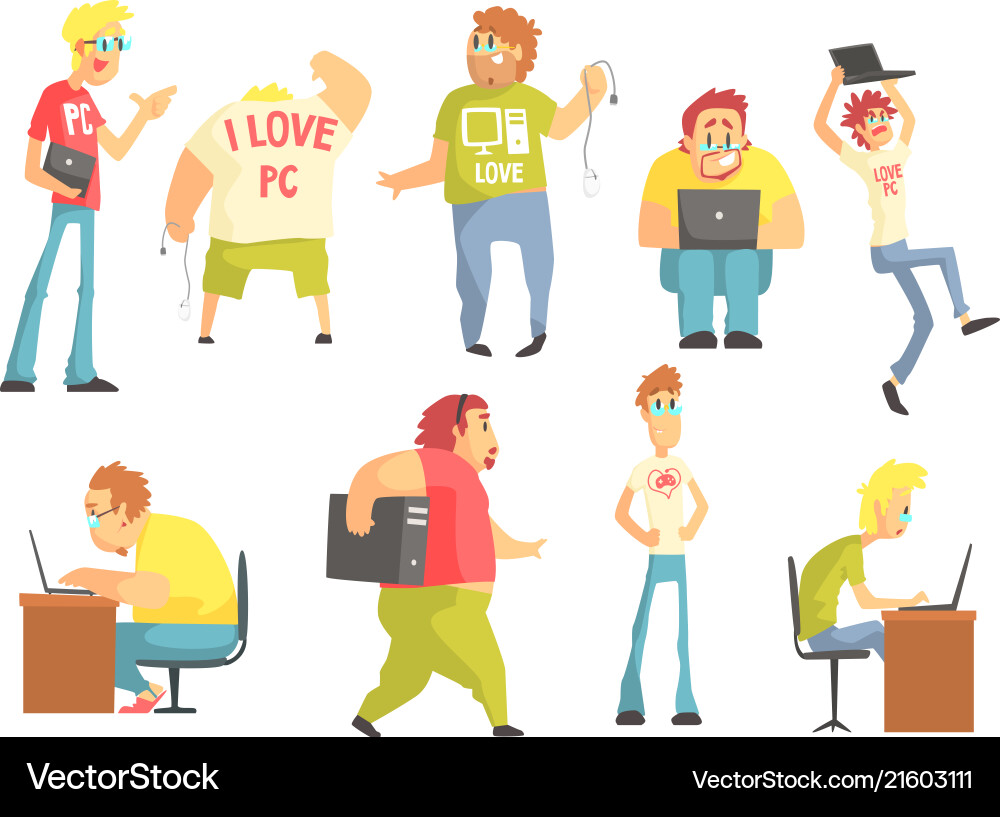 Professional programmers funny characters set Professional programmers funny characters set vector image