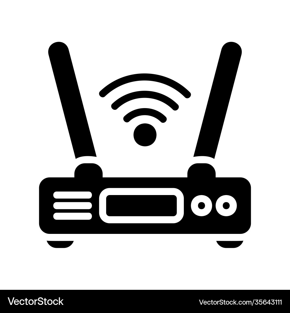 Router icon in solid style about internet Router icon in solid style about internet vector image