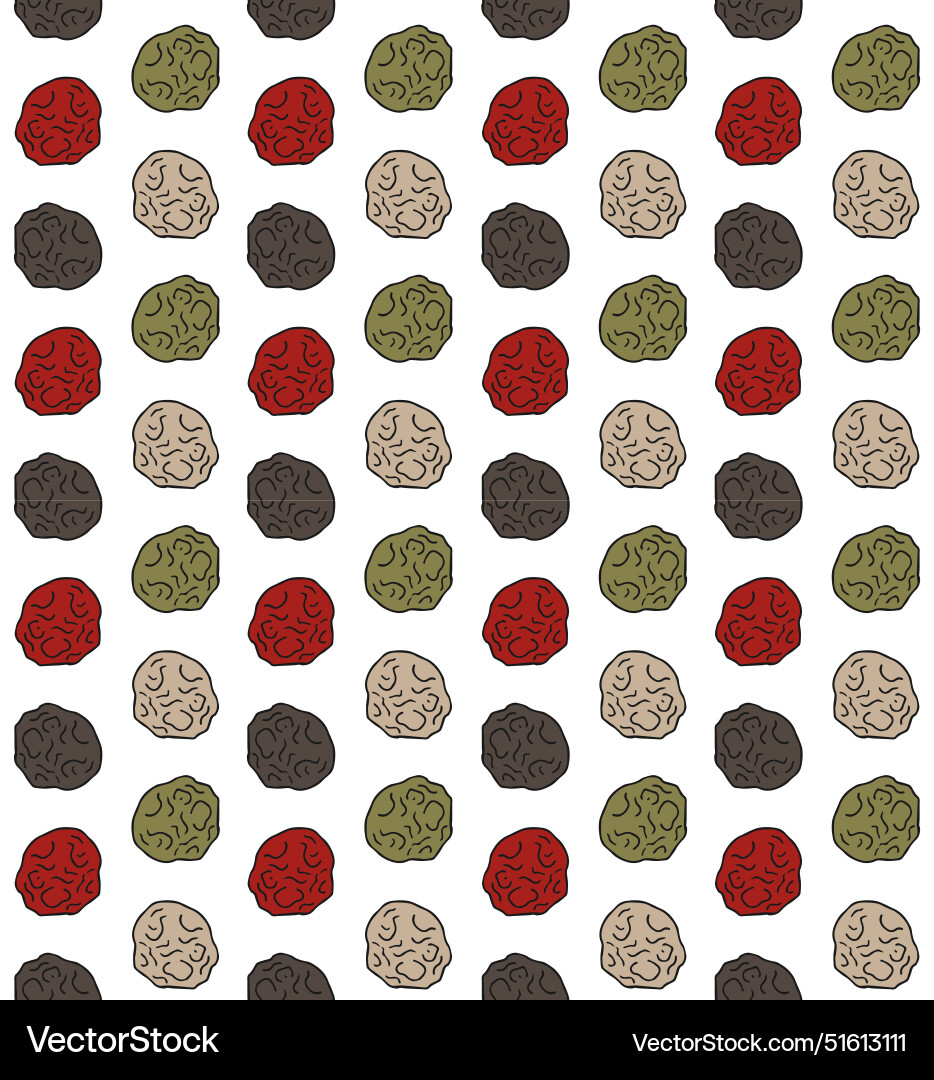 Seamless pattern of different peppercorns Seamless pattern of different peppercorns vector image