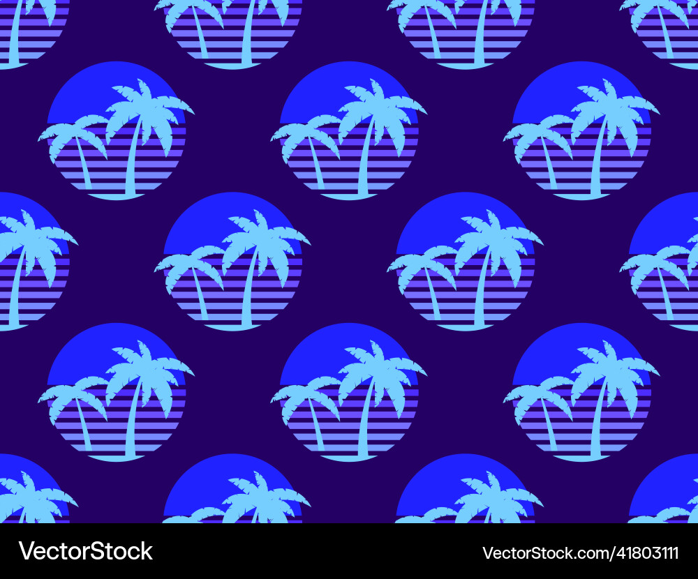 Seamless pattern with retro futuristic palm trees Vector Image
