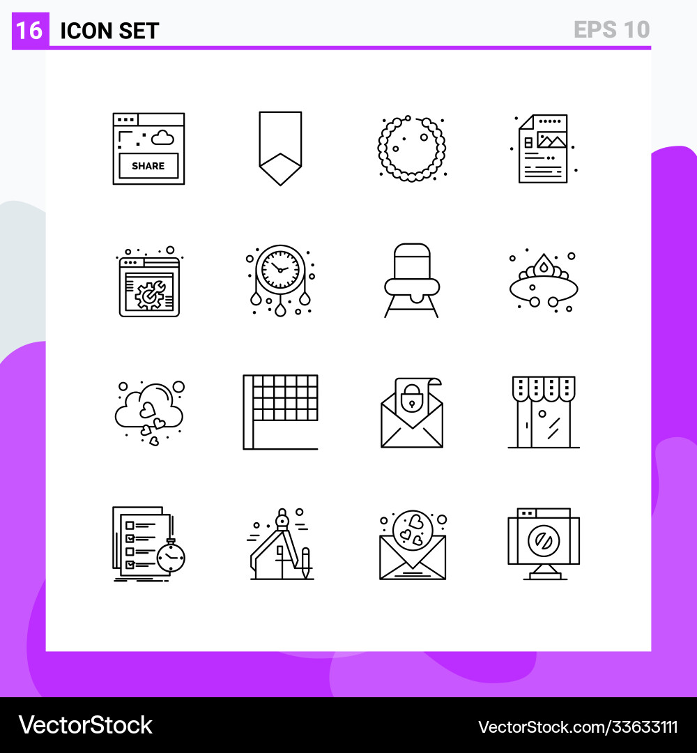 Set 16 outlines on grid for web options image vector image