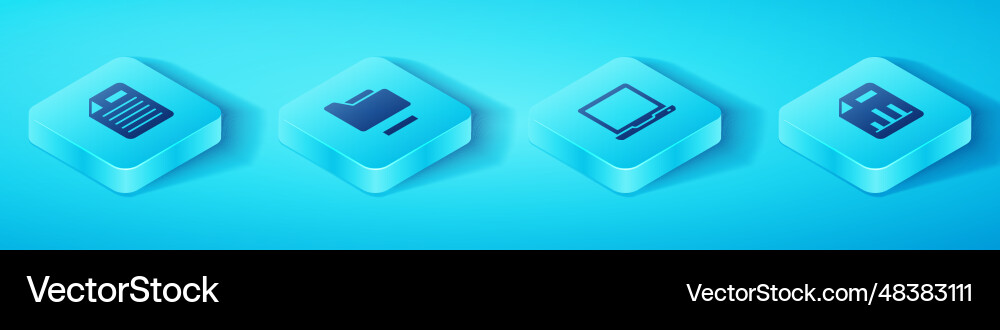 Set isometric file document folder Set isometric file document folder vector image