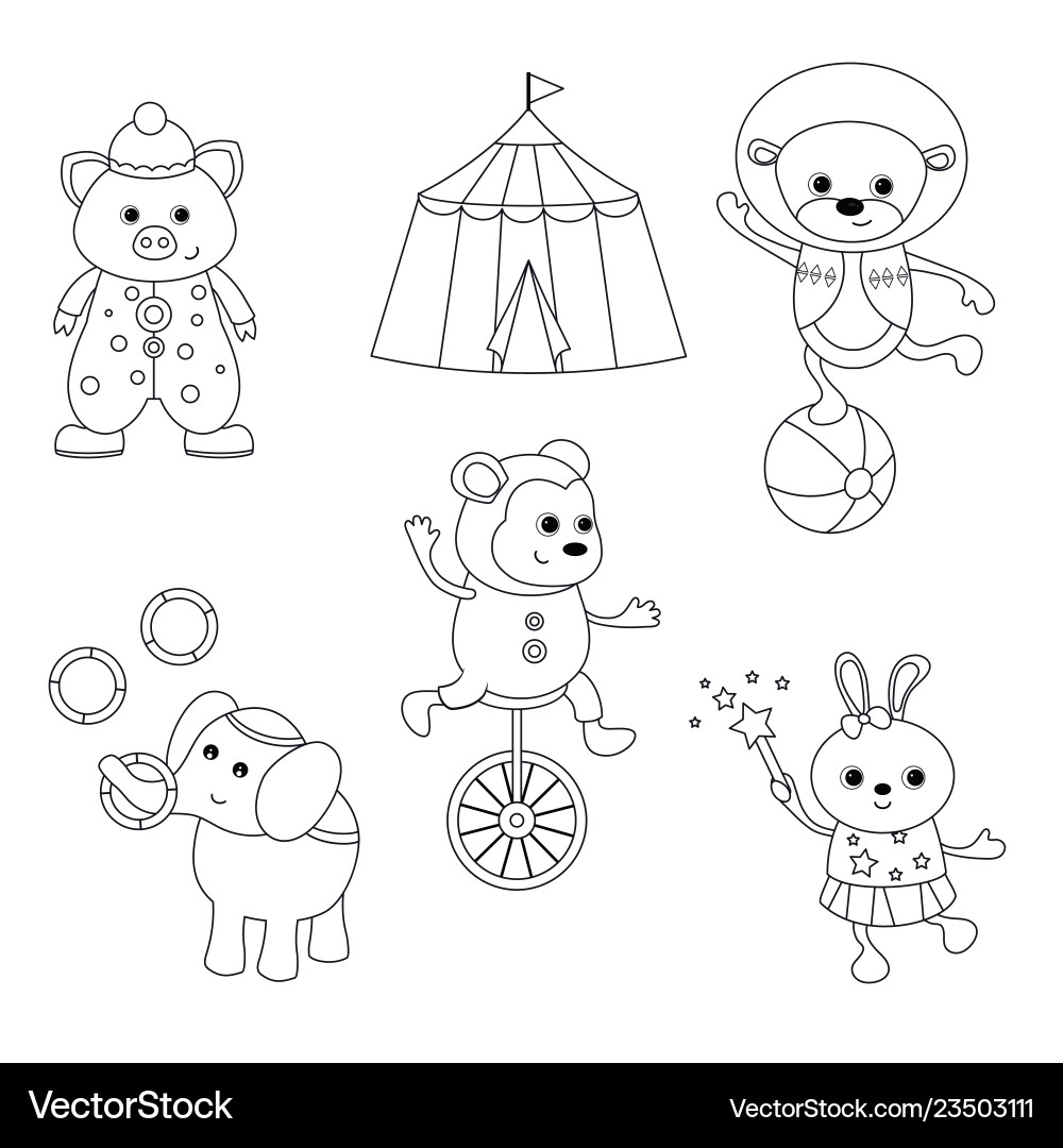 Set of circus animals Set of circus animals vector image