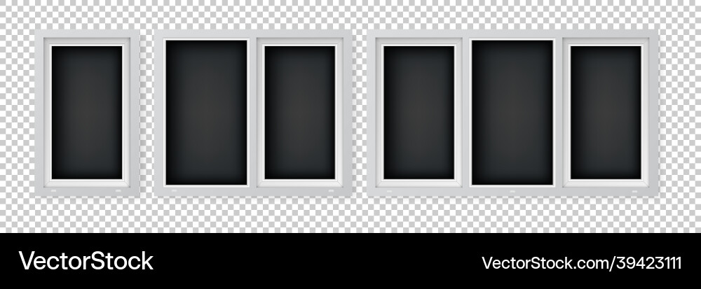 Set of different size plastic windows single Vector Image