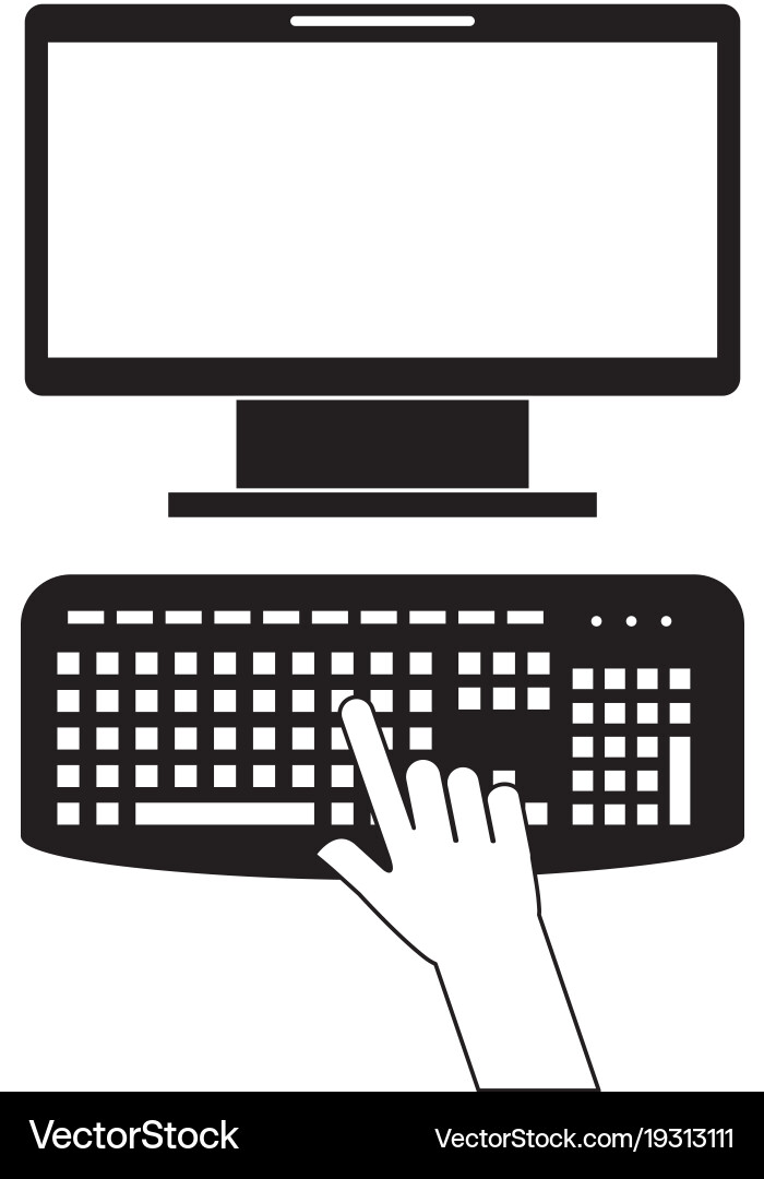 User with computer desktop vector image