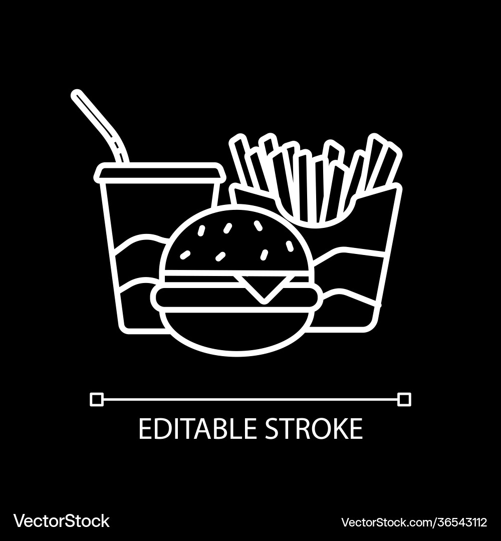 Amerikanische Fast Food weiß lineare Ikone für dunkel Amerikanische Fast Food weiß lineare Ikone für dunkel vektorbild