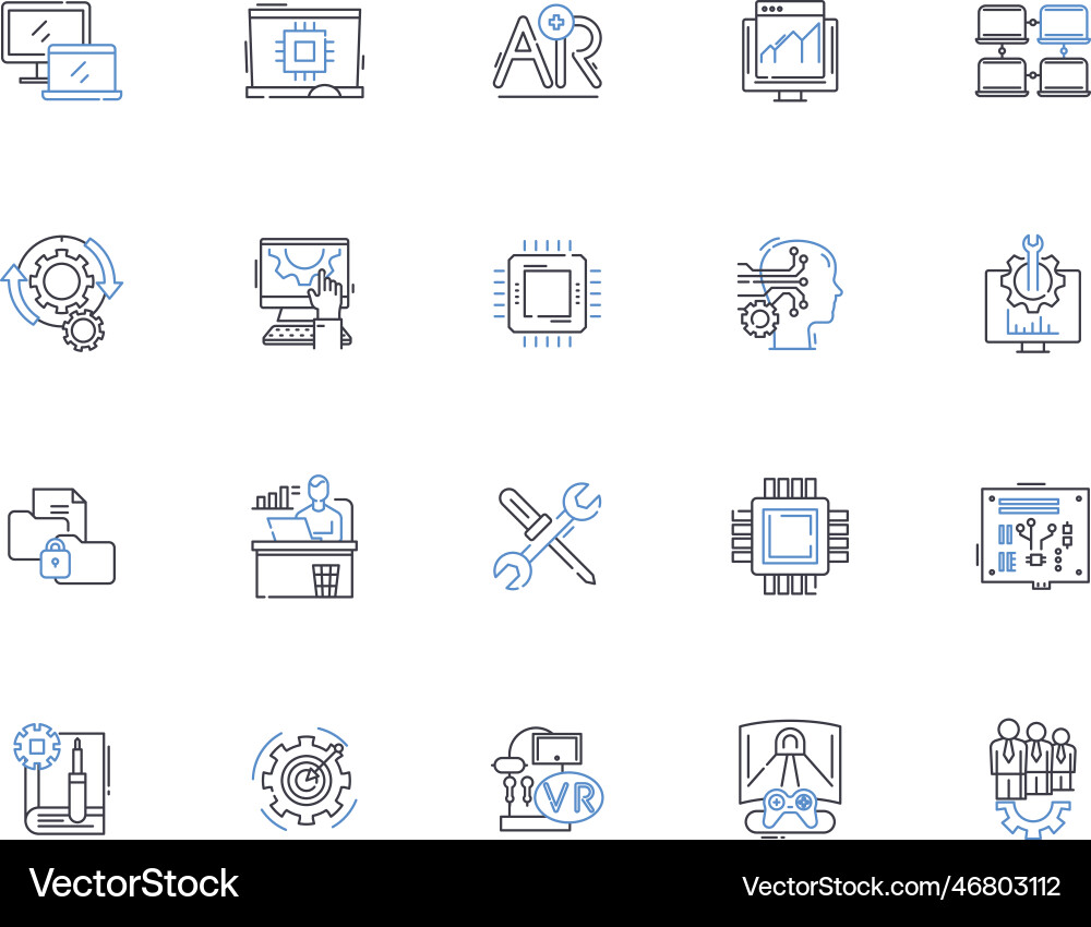 Computational Programm Linie Icons Sammlung Vektorbild