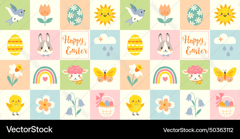 Cute Pastel Easter Checkered Pattern vector image
