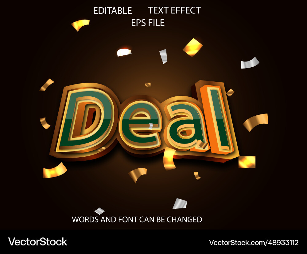 Deal text effect font editable typography 3d vector image
