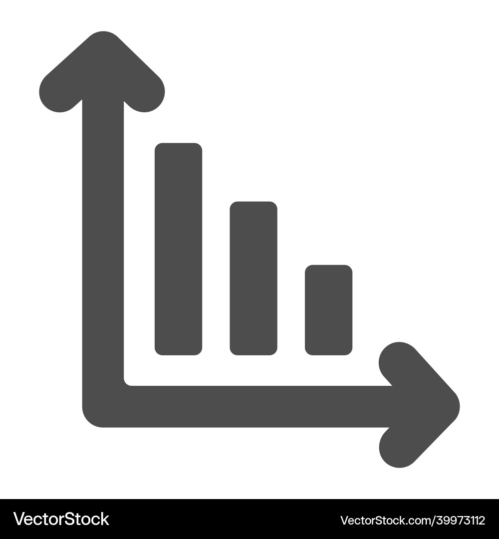 Declining bar graph decrease chart solid icon Declining bar graph decrease chart solid icon Vector Image