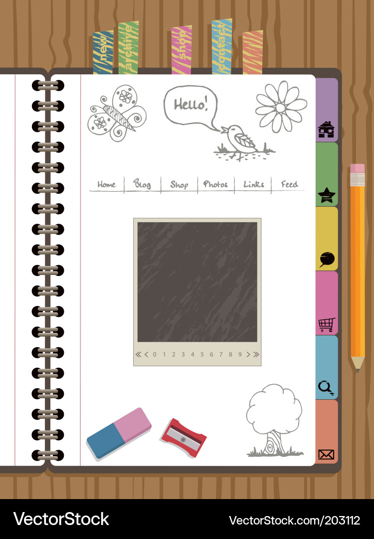Digital Notebook Web Interface Vector Image