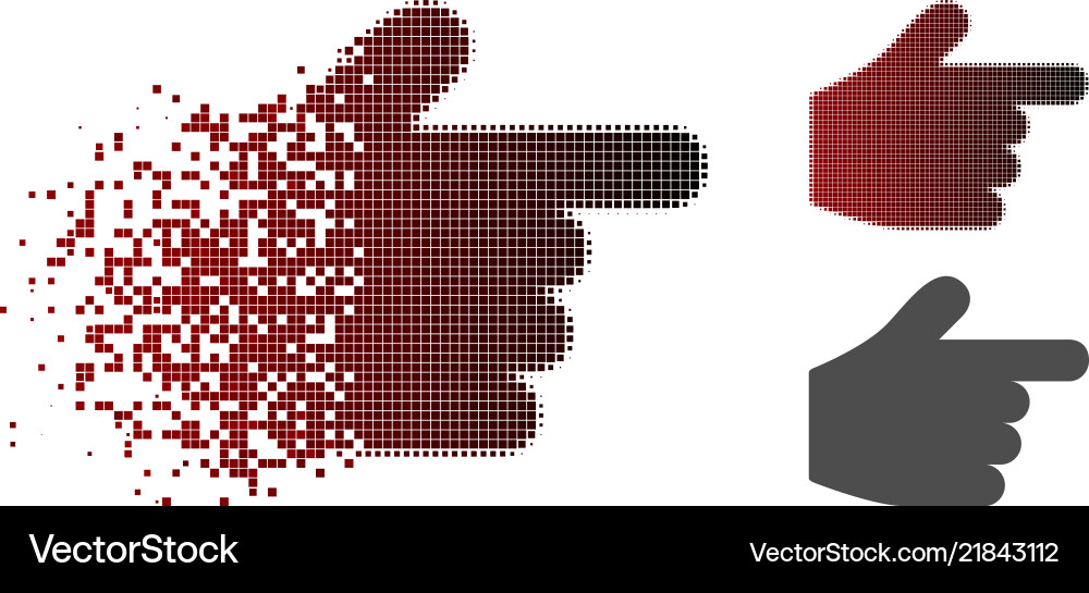 Dissolving pixelated halftone pointer finger icon Dissolving pixelated halftone pointer finger icon vector image
