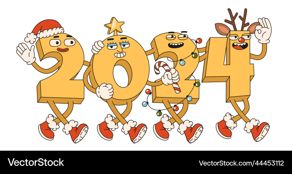Frohes neues Jahr 2024 Zahlen mit santa claus Frohes neues Jahr 2024 Zahlen mit santa claus vektorbild