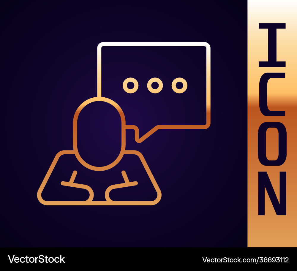 Gold line speech bubble chat icon isolated Gold line speech bubble chat icon isolated vector image