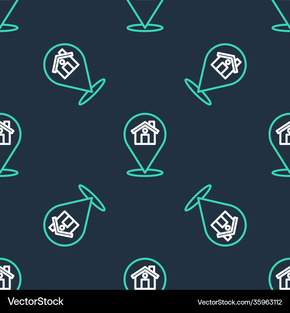 Line map pointer with house icon isolated seamless Line map pointer with house icon isolated seamless vector image