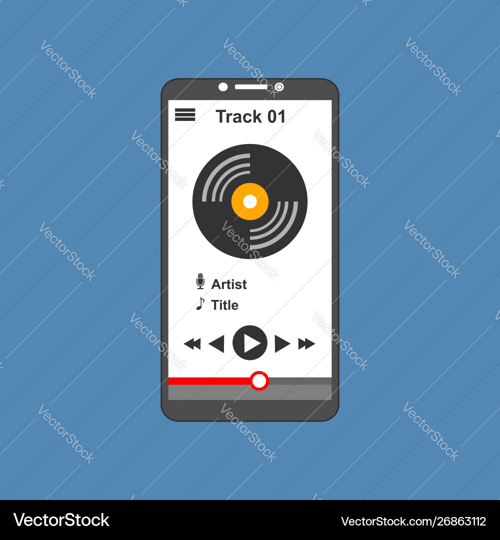 Media player application app template with flat Media player application app template with flat vector image